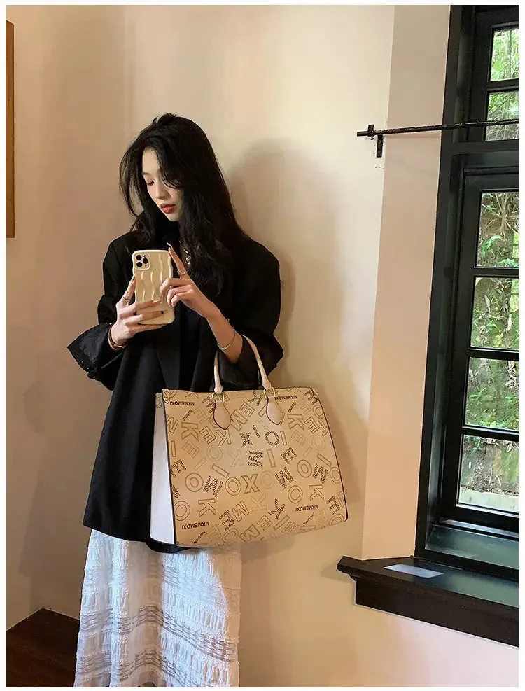 Large Capacity Handbag Female 2023 Cross border New Fashion Atmosphere Large Capacity Old Flower Tote Handbag Commuter Women's Bag