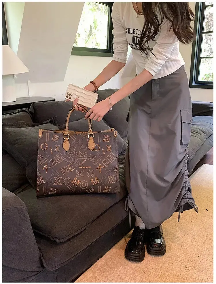 Large Capacity Handbag Female 2023 Cross border New Fashion Atmosphere Large Capacity Old Flower Tote Handbag Commuter Women's Bag