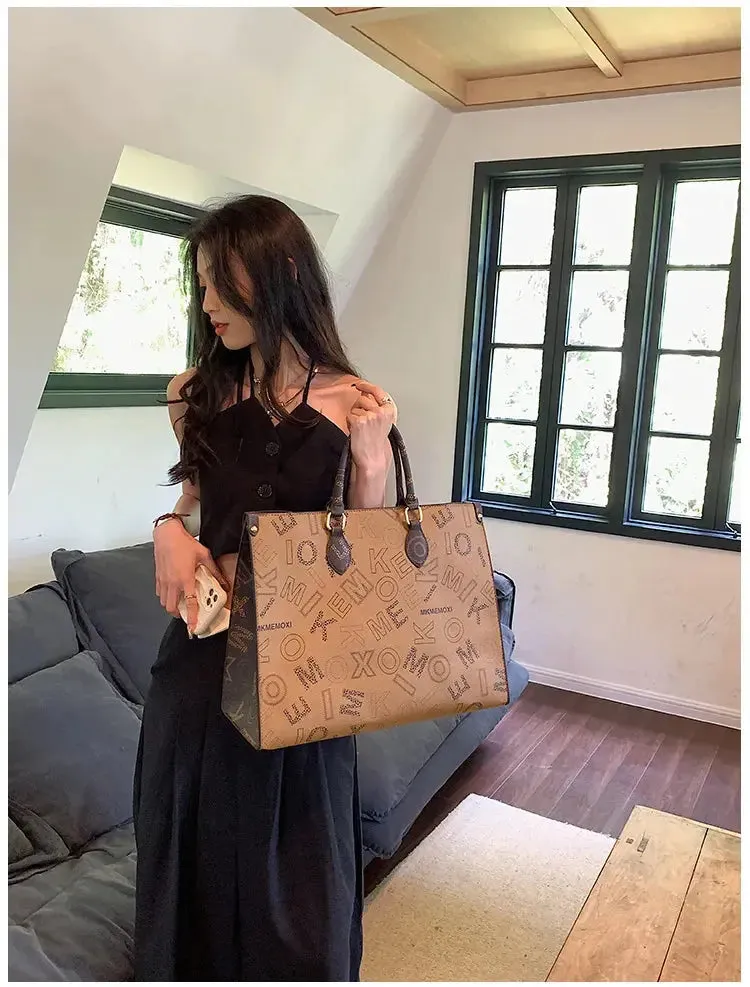 Large Capacity Handbag Female 2023 Cross border New Fashion Atmosphere Large Capacity Old Flower Tote Handbag Commuter Women's Bag