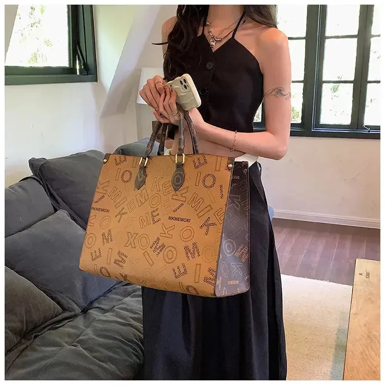 Large Capacity Handbag Female 2023 Cross border New Fashion Atmosphere Large Capacity Old Flower Tote Handbag Commuter Women's Bag