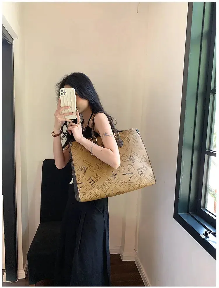 Large Capacity Handbag Female 2023 Cross border New Fashion Atmosphere Large Capacity Old Flower Tote Handbag Commuter Women's Bag