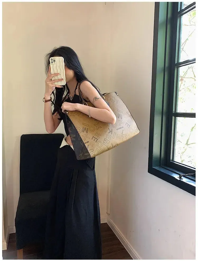 Large Capacity Handbag Female 2023 Cross border New Fashion Atmosphere Large Capacity Old Flower Tote Handbag Commuter Women's Bag