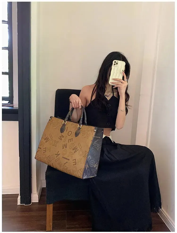 Large Capacity Handbag Female 2023 Cross border New Fashion Atmosphere Large Capacity Old Flower Tote Handbag Commuter Women's Bag