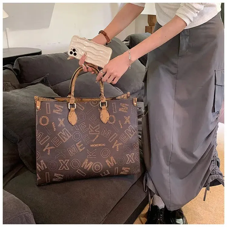 Large Capacity Handbag Female 2023 Cross border New Fashion Atmosphere Large Capacity Old Flower Tote Handbag Commuter Women's Bag