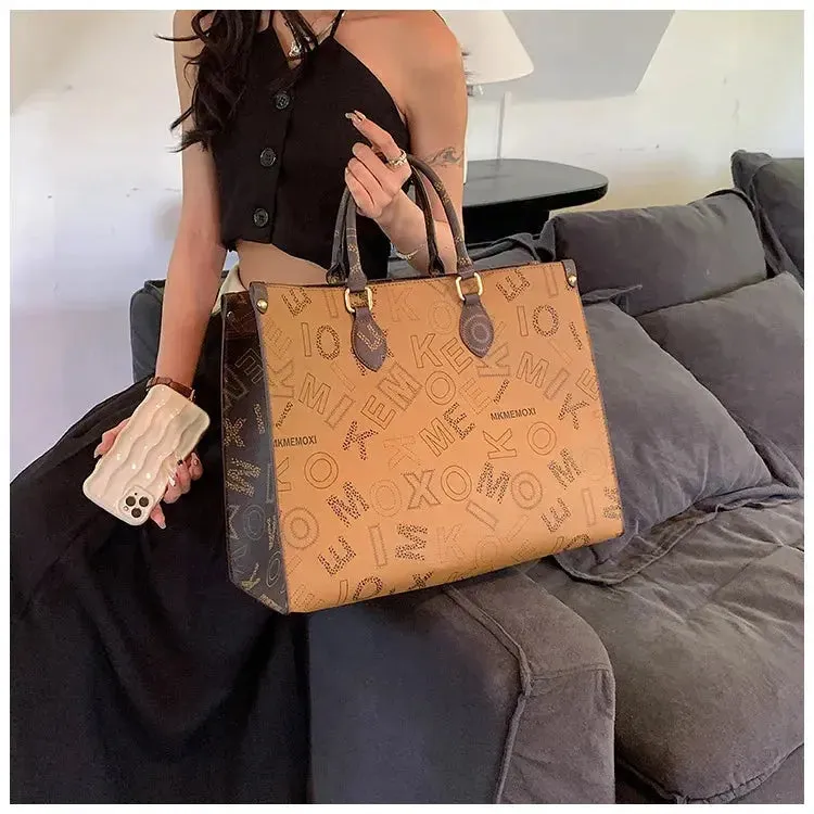 Large Capacity Handbag Female 2023 Cross border New Fashion Atmosphere Large Capacity Old Flower Tote Handbag Commuter Women's Bag