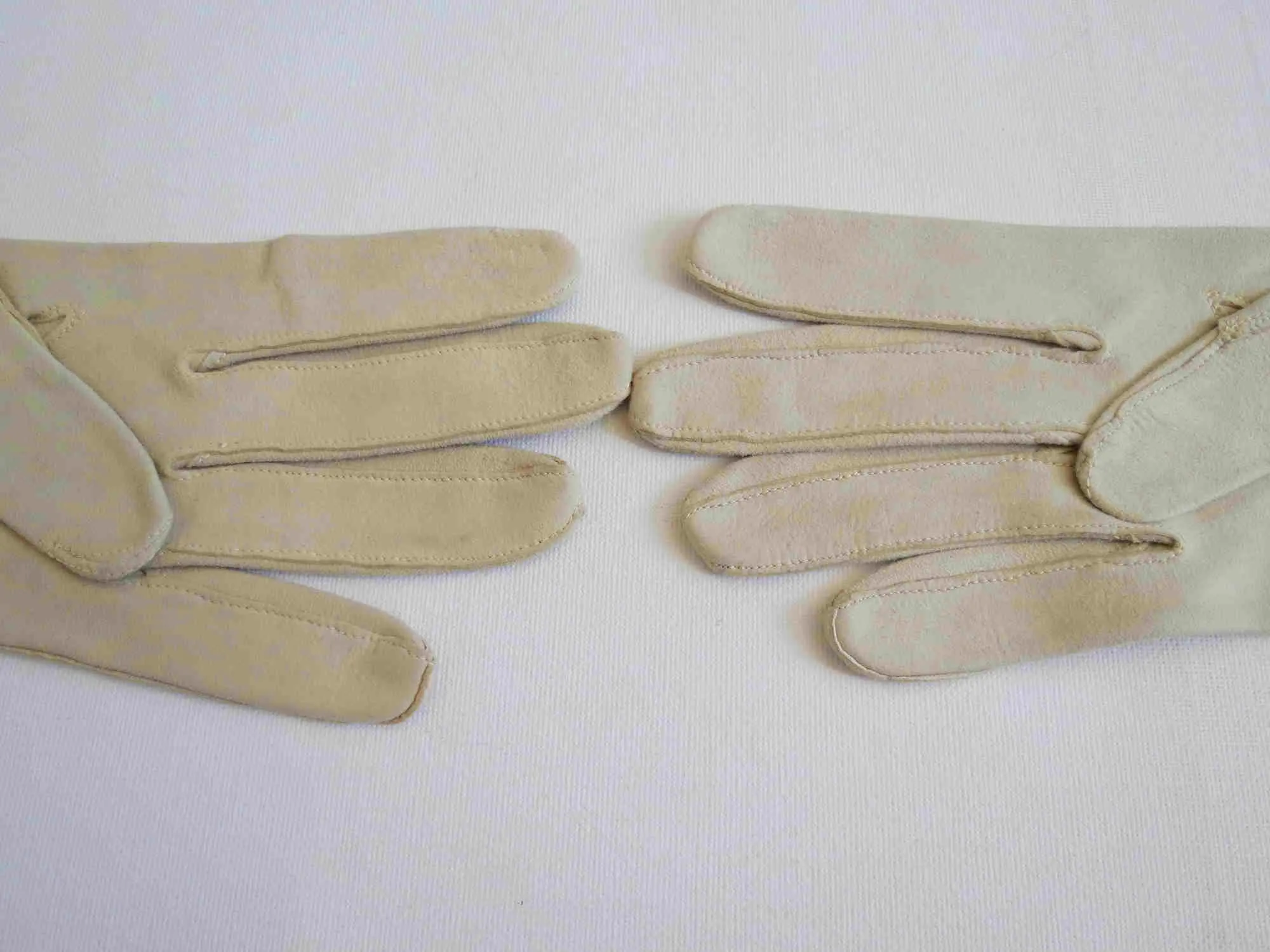 Long Beige Suede Gloves - Size 7 1/4