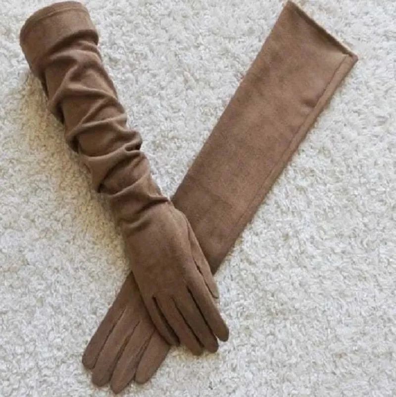 Long Suede Touch Screen Gloves for Women's Fashion