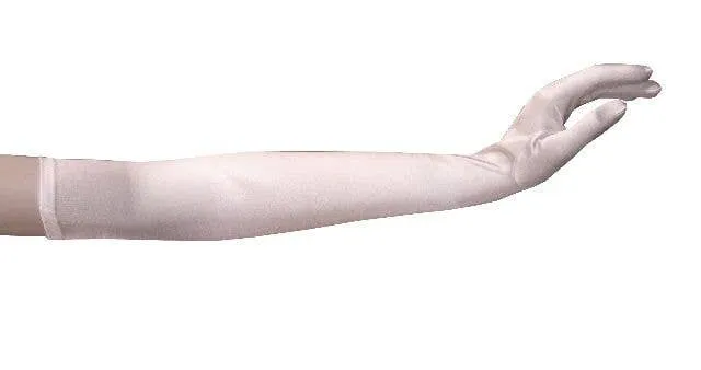 Long White Satin Opera Costume Gloves