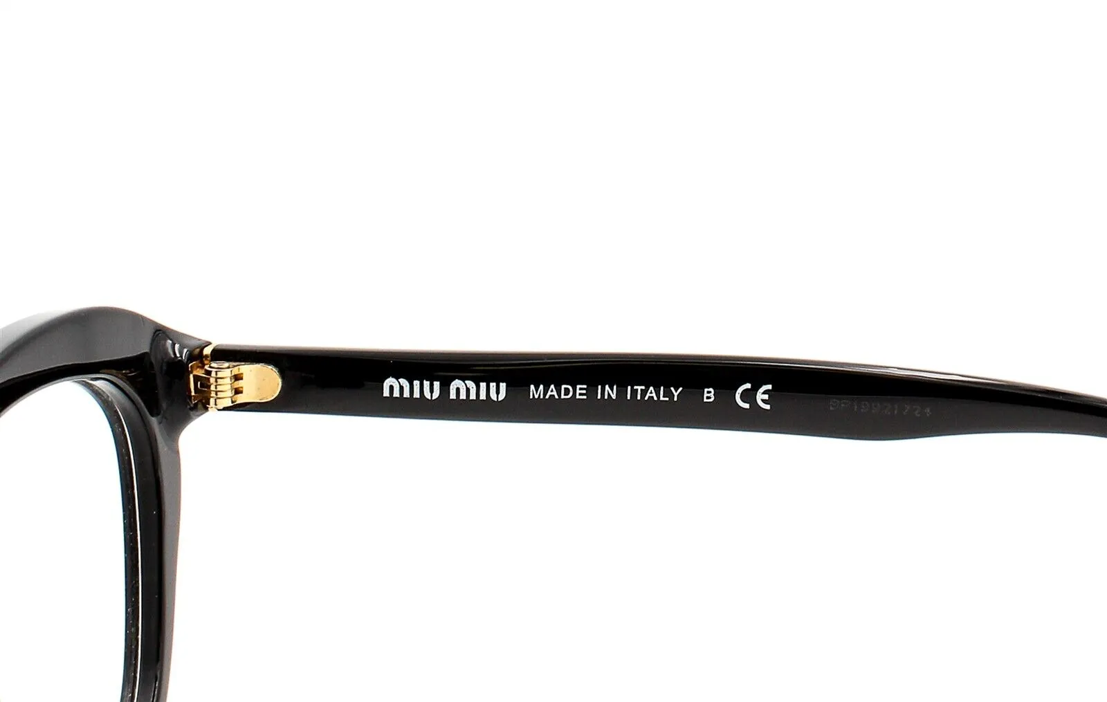 Miu Miu VMU07L 1AB- 1O1 Polished Black Cat Eye Gold Acetate Eyeglasses 140mm