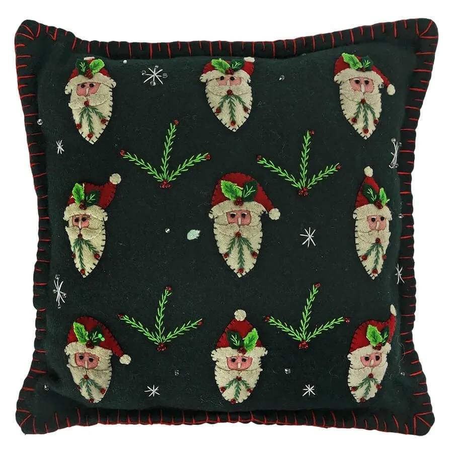 Nine Santa Heads Pillow