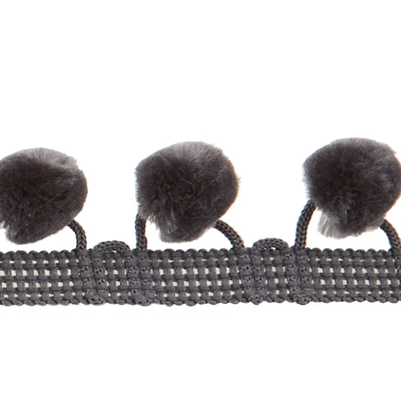 PomPom Fringe - Dark Gray 1-1/8"