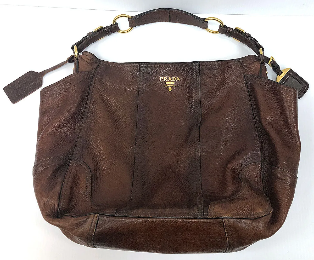 Prada Cervo Antik Hobo Deerskin Shoulder Bag