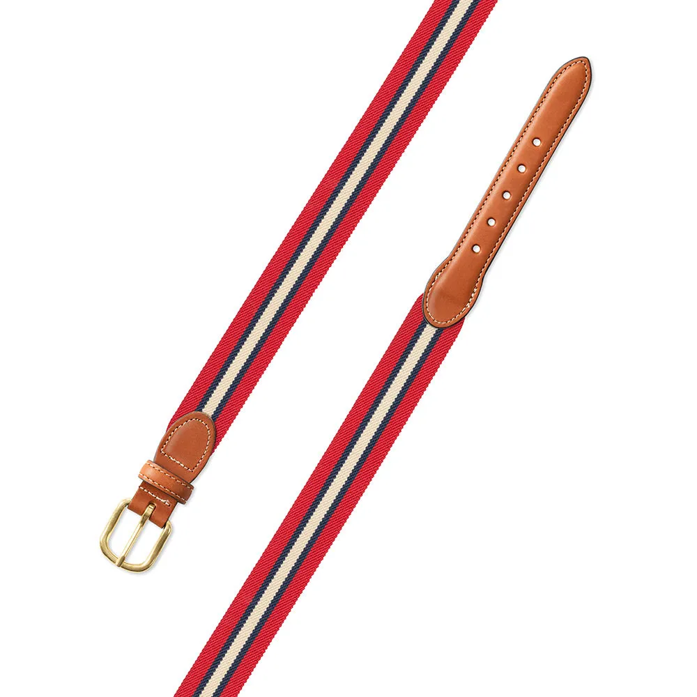 Red Multi Belgian Stretch Leather Tab Belt