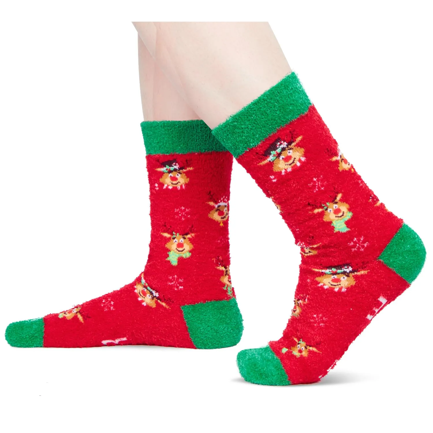 Reindeer Socks for Women Men - Christmas Stocking Stuffers, Secret Santa Xmas Gifts for Adults with Greeting Card