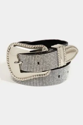 Rhinestone Faux Leather Belt