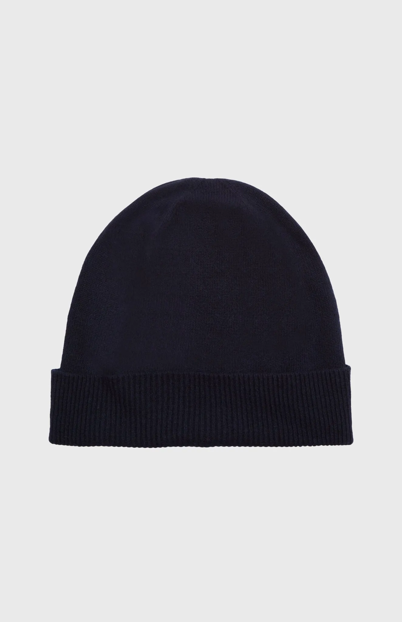 Ribbed Wool Cashmere Blend Beanie In Navy