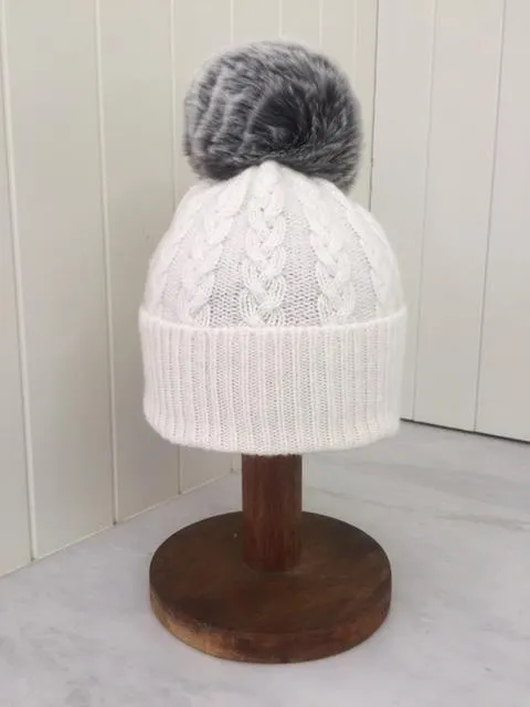 SCA 3-ply Beanies | Winter White Cable Knit