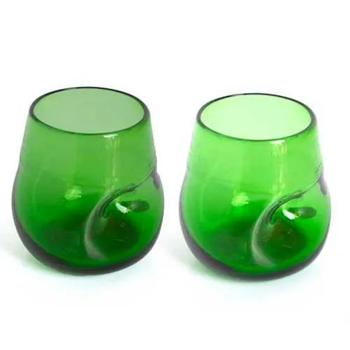 Set of Two Handblown Whiskey Glasses