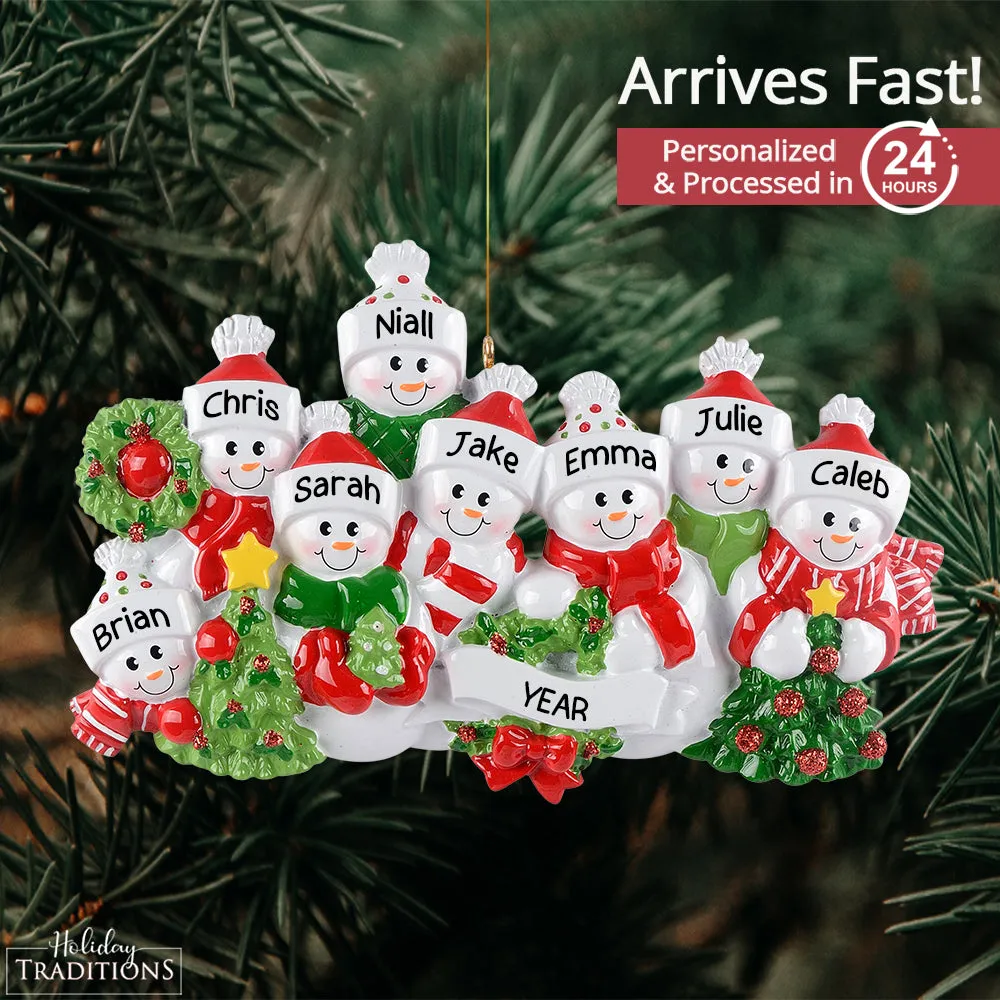 Snowman Family of 8 Christmas Ornament