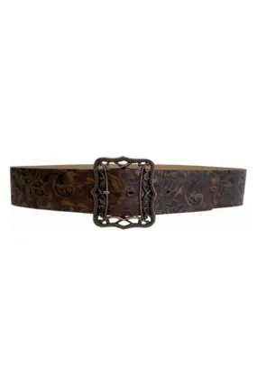 Streets Ahead 2.25 inch Embossed Leather Belt 42158 | Antiqued Leather / Antique Copper