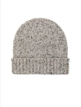 Unisex chunky Donegal Cashmere Ribbed Hat - Light Grey