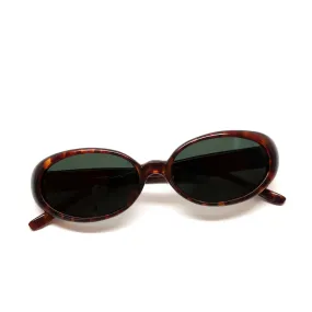 Vintage Standard Size 90s Mod Jane Oval Sunglasses - Tortoise