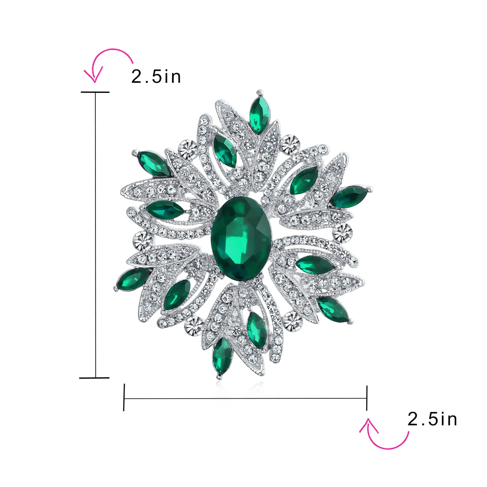 Vintage Style Gemstone Crystal Flower Art Deco Brooche Pin for Scarves