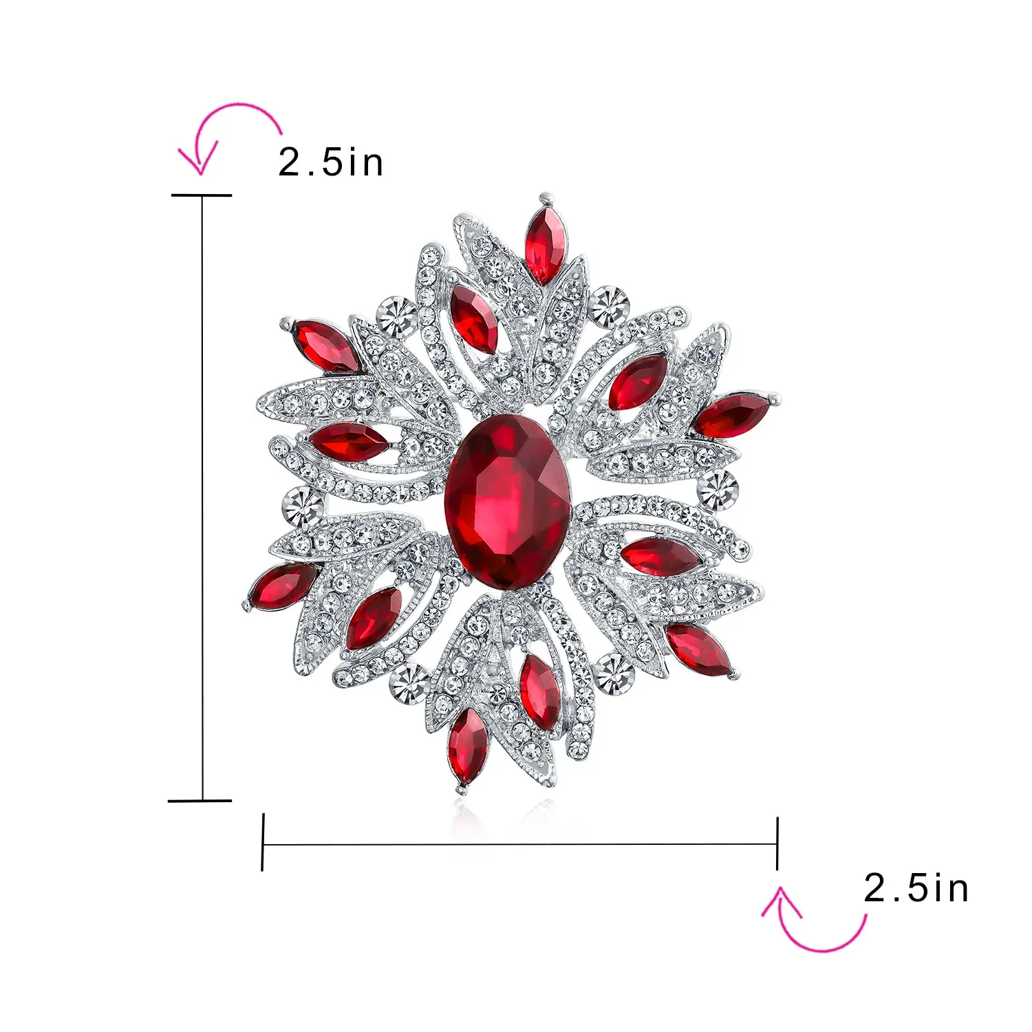 Vintage Style Gemstone Crystal Flower Art Deco Brooche Pin for Scarves