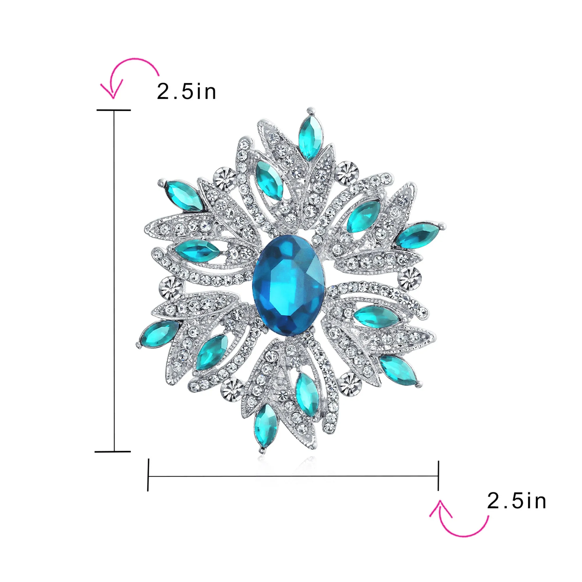 Vintage Style Gemstone Crystal Flower Art Deco Brooche Pin for Scarves