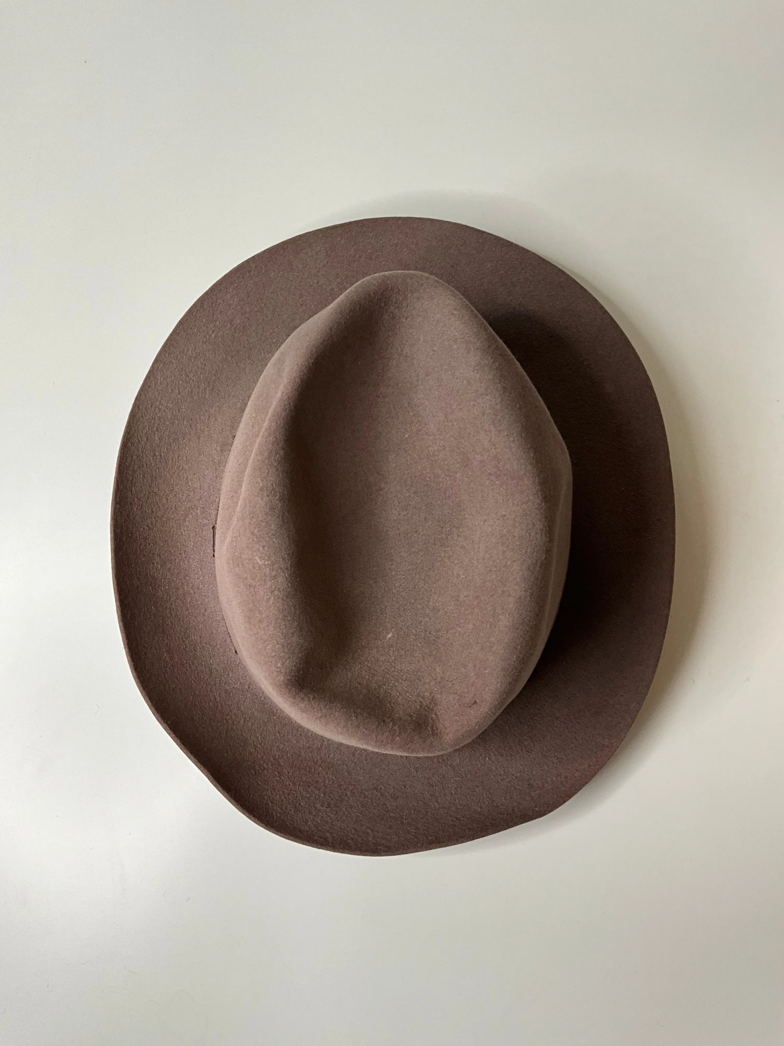 Vintage Taupe Felt Wool Fedora, Medium