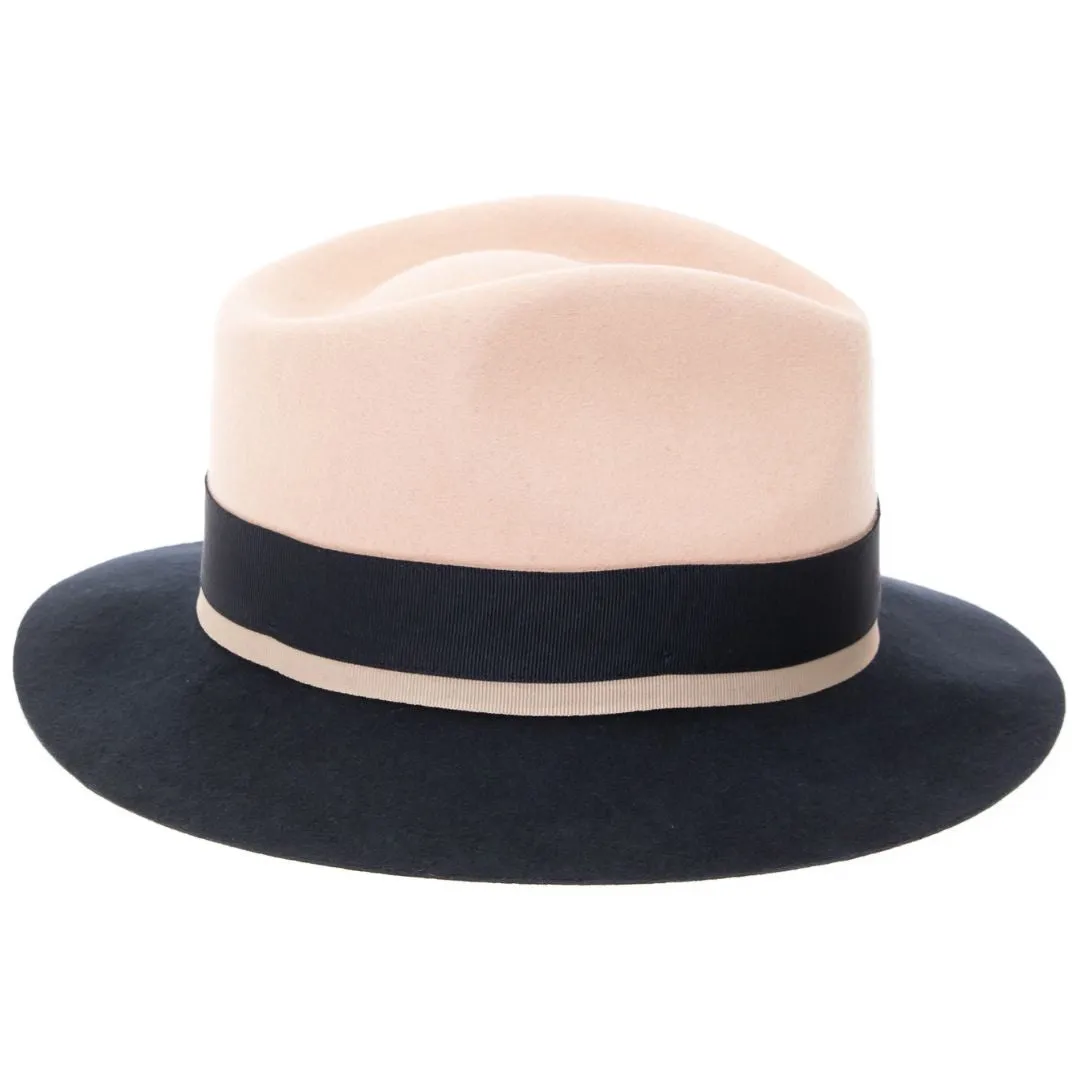 White & Navy Puck Trilby Crushable Hat