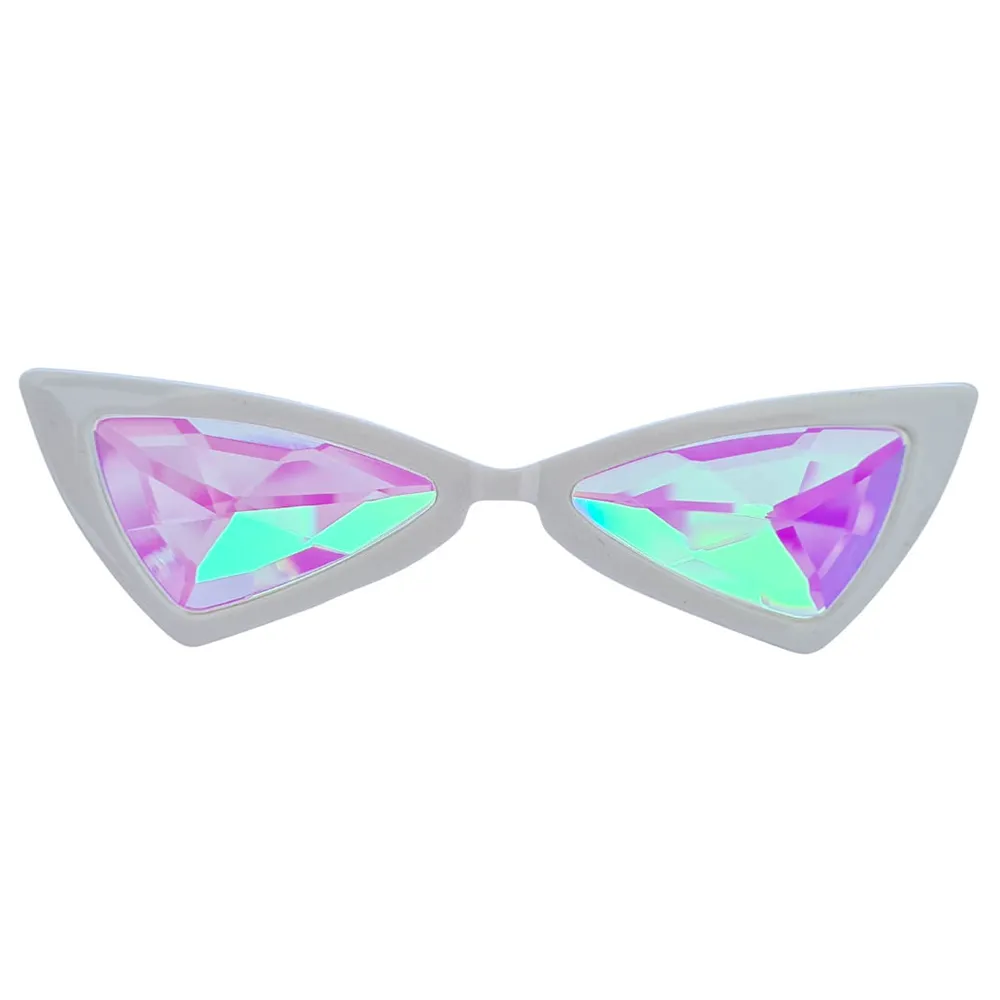 White Cat Eye Kaleidoscope Glasses