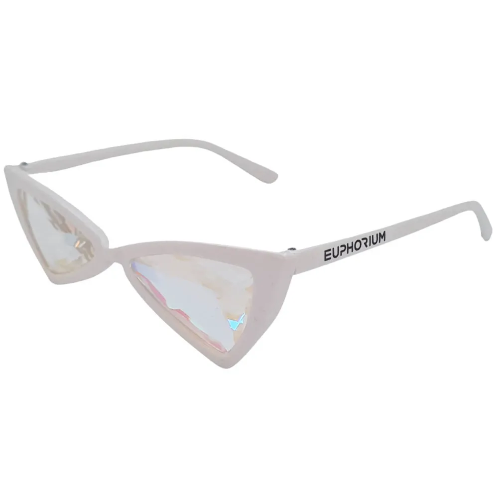 White Cat Eye Kaleidoscope Glasses