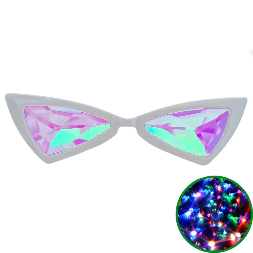 White Cat Eye Kaleidoscope Glasses