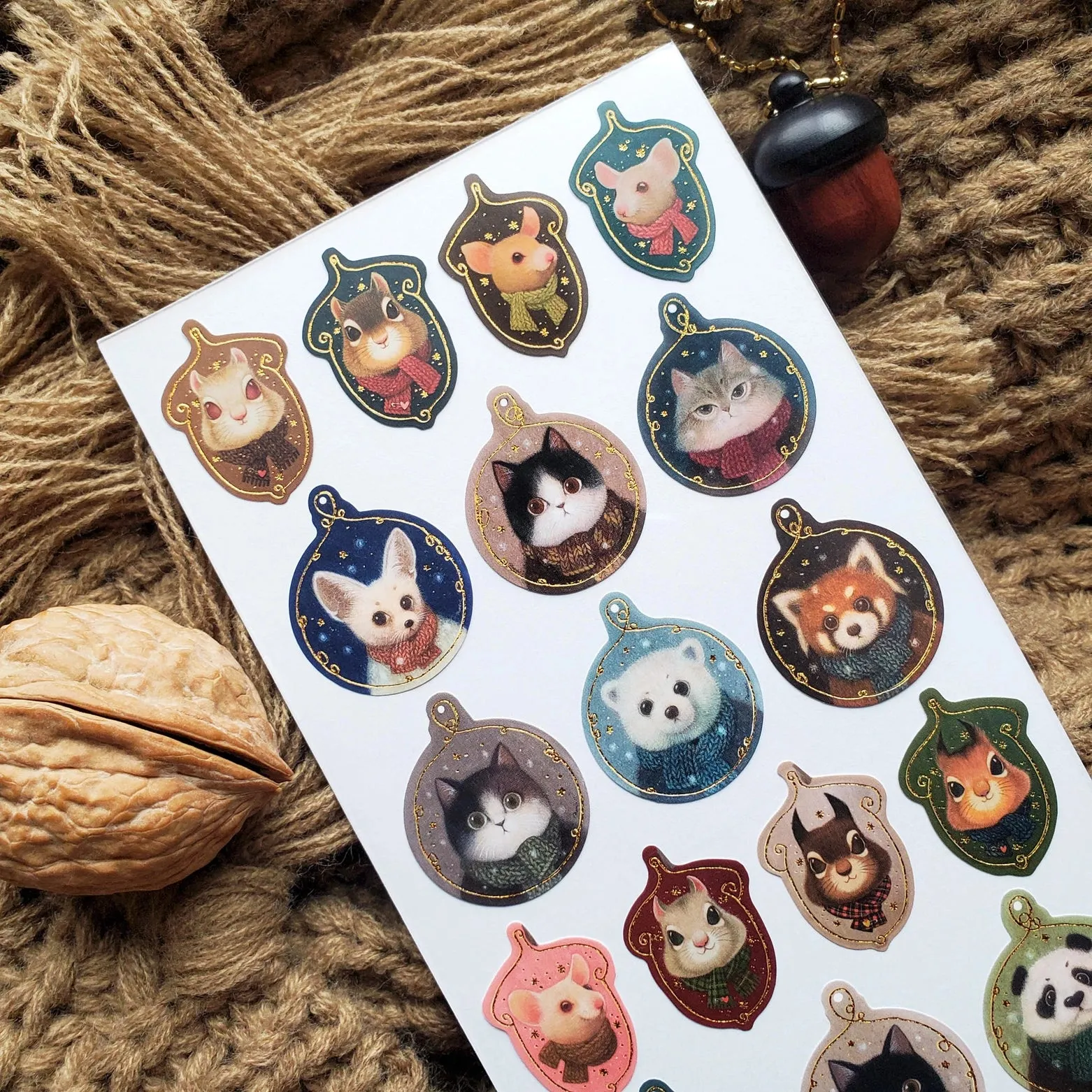 Winter Animal Ornaments Sticker Sheet