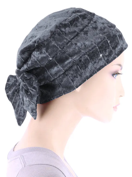 Winter Cloche Bow Hat Pearl Gray Sequin