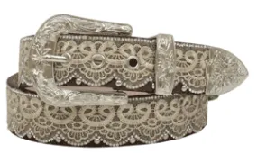 Women's Angel Ranch DA3650 1 1/2" Brown/Tan Lace w/Clear Stone Belt